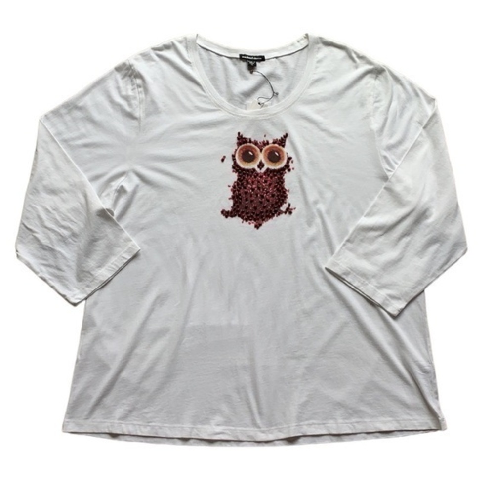 Michael Simon Beaded Owl White Top